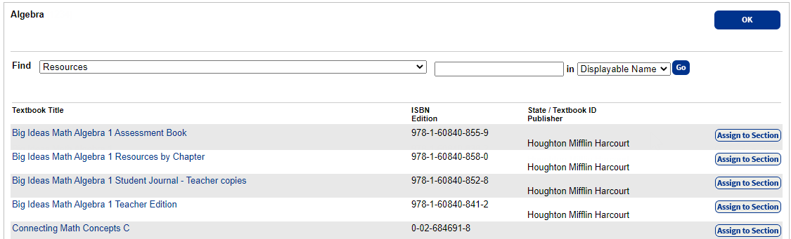 Assign a resource to a section.